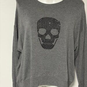 BRIT.NY GRAY HALF-BEAD SUGAR SKULL TEE SHIRT XL SOFT